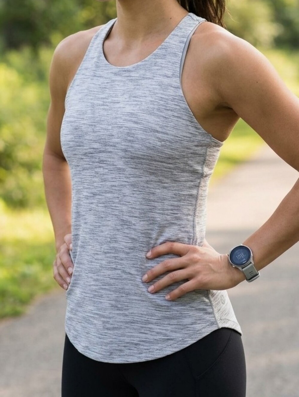 Lululemon Space Dye Heathered Gray Criss Cross Strappy Back Tank Top Size 4